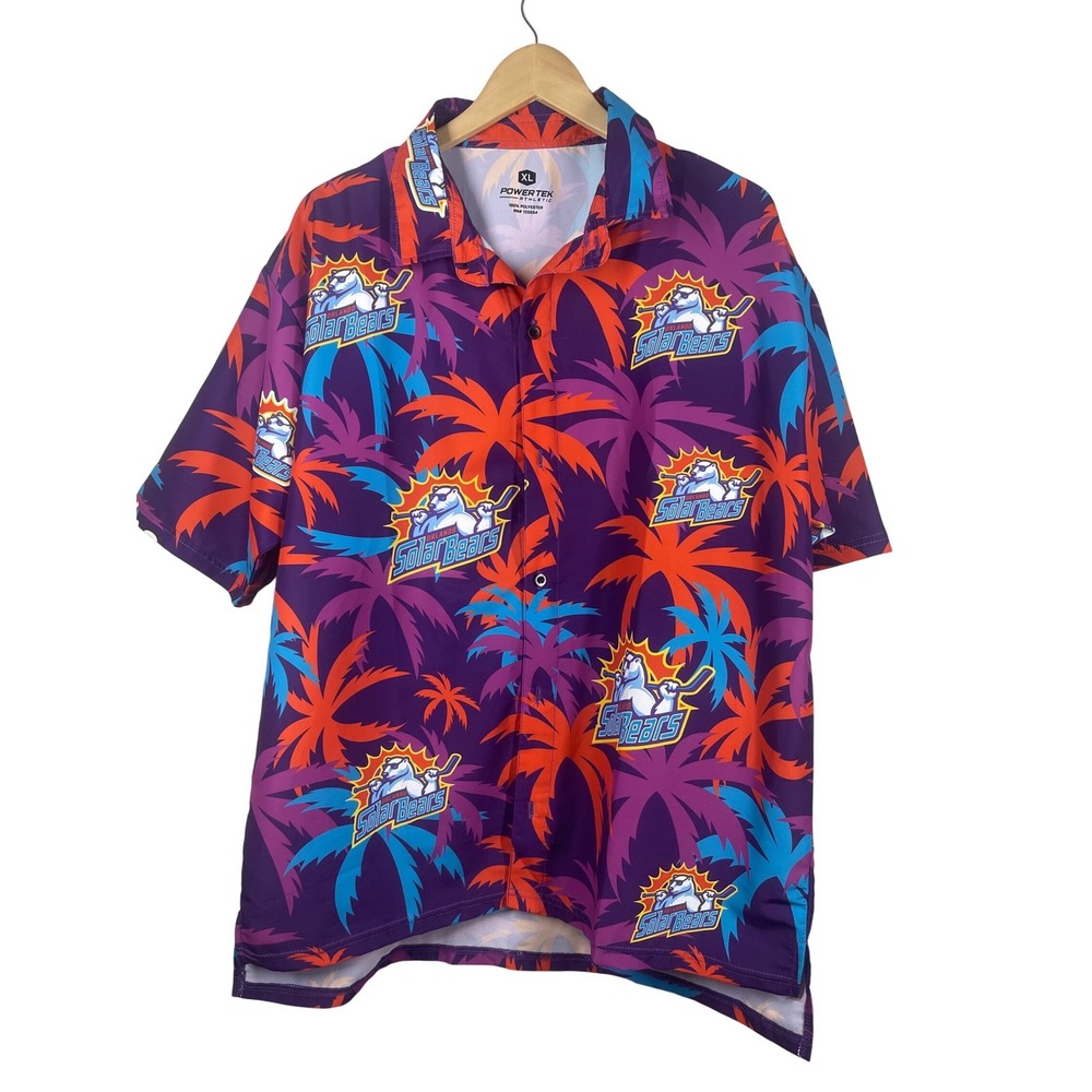 Orlando Solar Bears Mens XL Hawaiian Button Down Shirt Purple SGA